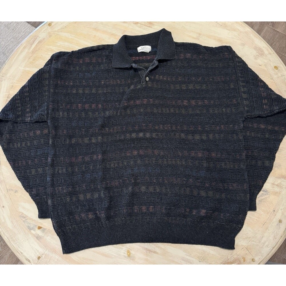 Louis Roth Vintage Textured Stripe Sweater 90s Vintage Cosby Coogi Style Sz XXL
